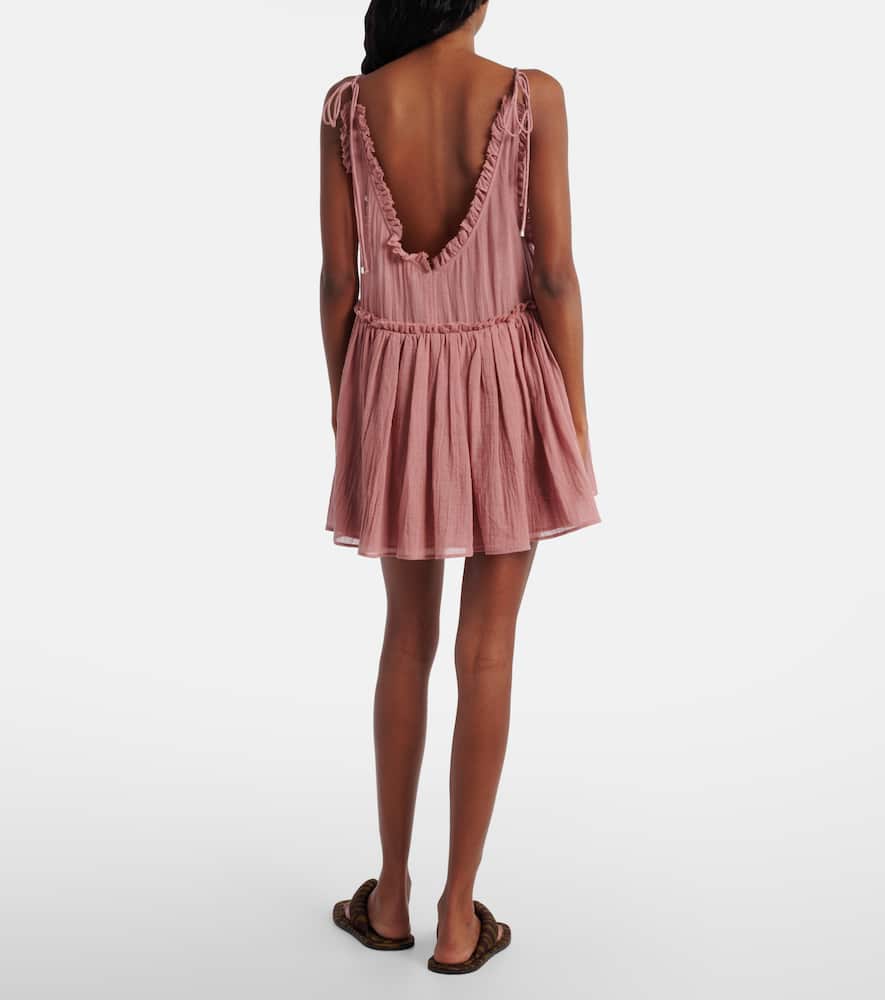 Ruffled cotton gauze minidress
