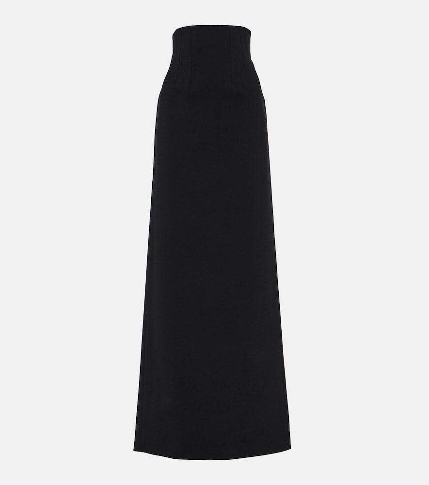High-rise wool-blend maxi skirt