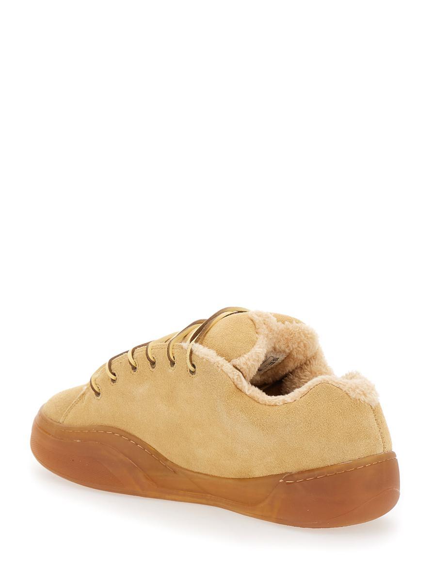 'Vamp Skate' Brown Low Top Sneakers With Contrasting Sole In Suede Man