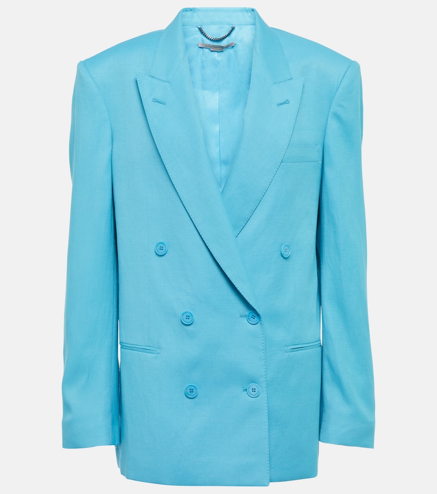 Double-breasted twill blazer