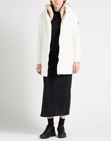 Woman Coat White Size 2 Polyester, Elastane