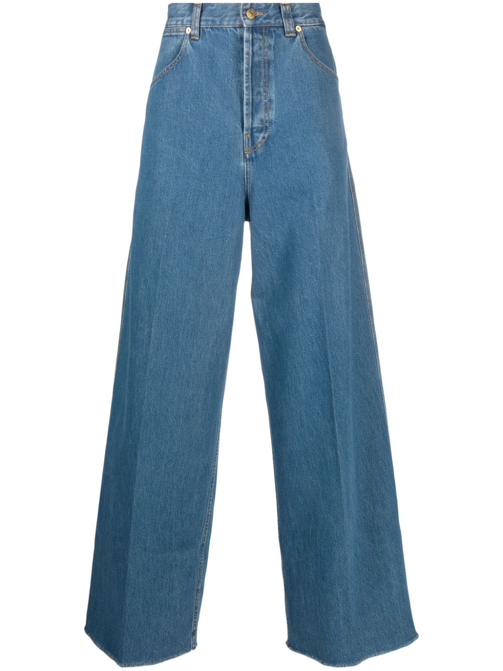 Pressed-crease mid-rise wide-leg jeans - Blue