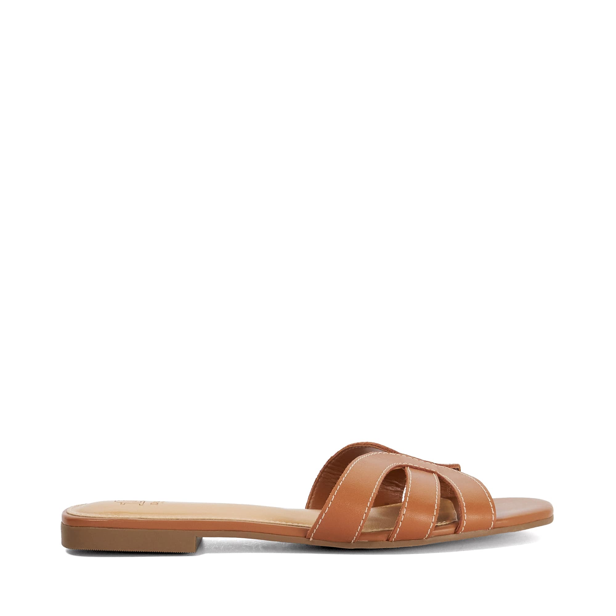 Dune London Womens Ladies Larrissa - Flat Leather Slip On Sandals - Tan