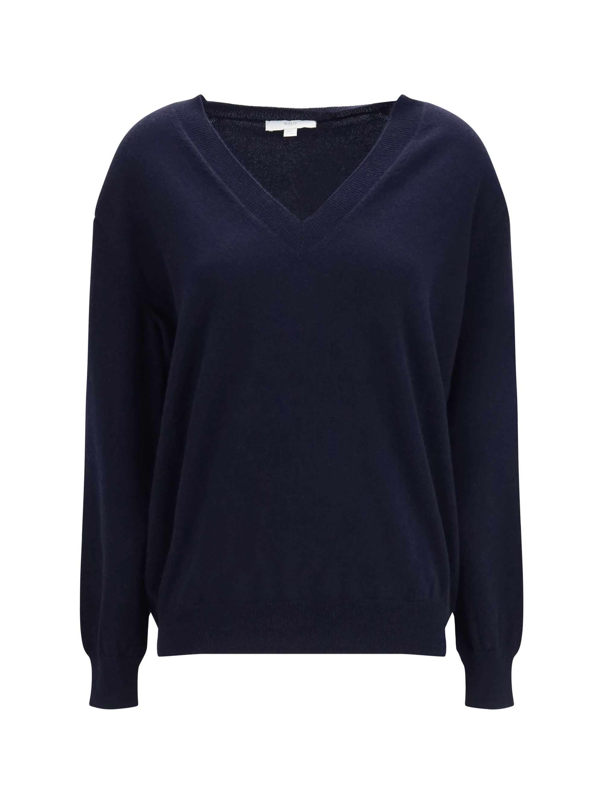 Cashmere V-Neck Sweater — Navy