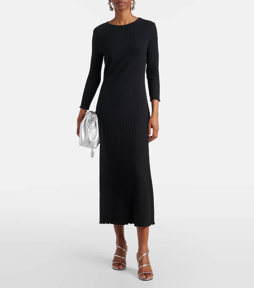 Ribbed-knit cotton-blend maxi dress