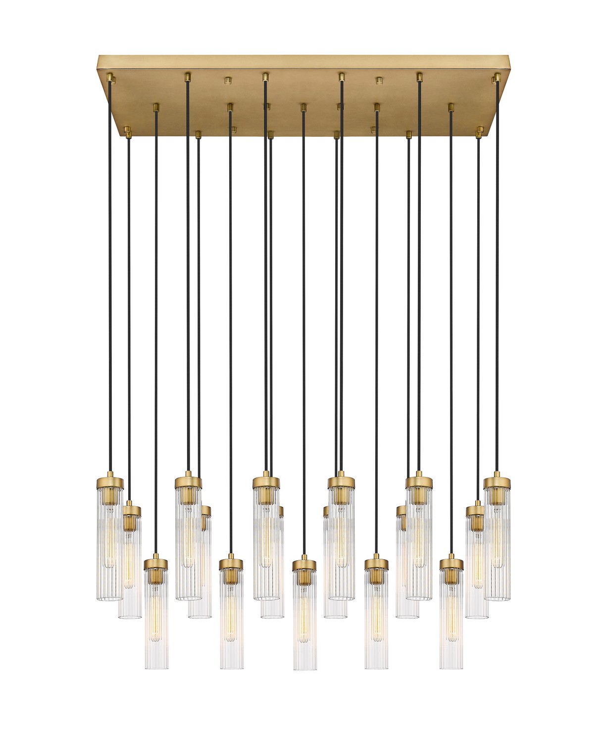 Rubbed Brass Linear Chandelier from the Beau Collection