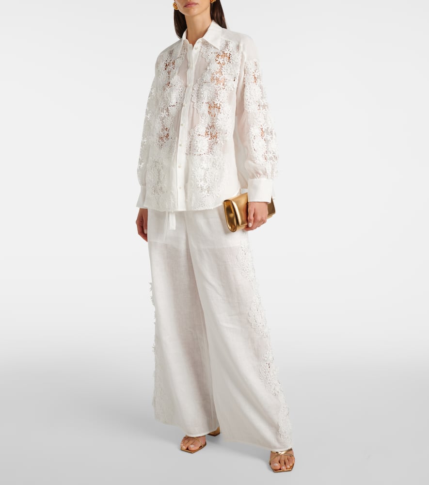 Zimmermann Halliday lace-trimmed linen wide-leg pants