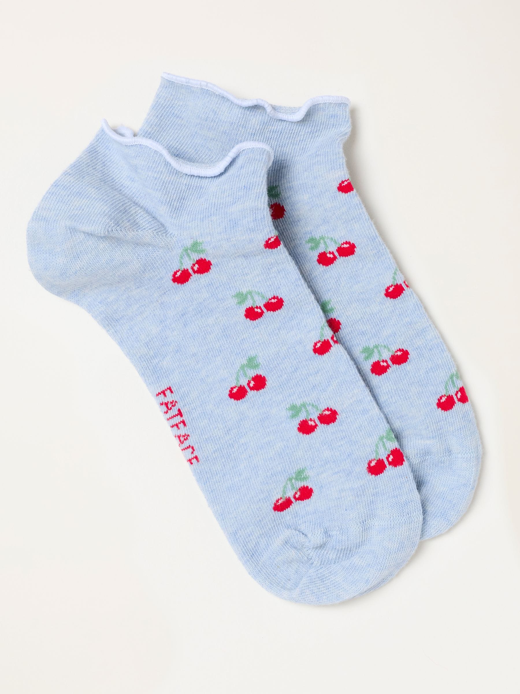 FatFace Light Blue Cherry Trainer Socks