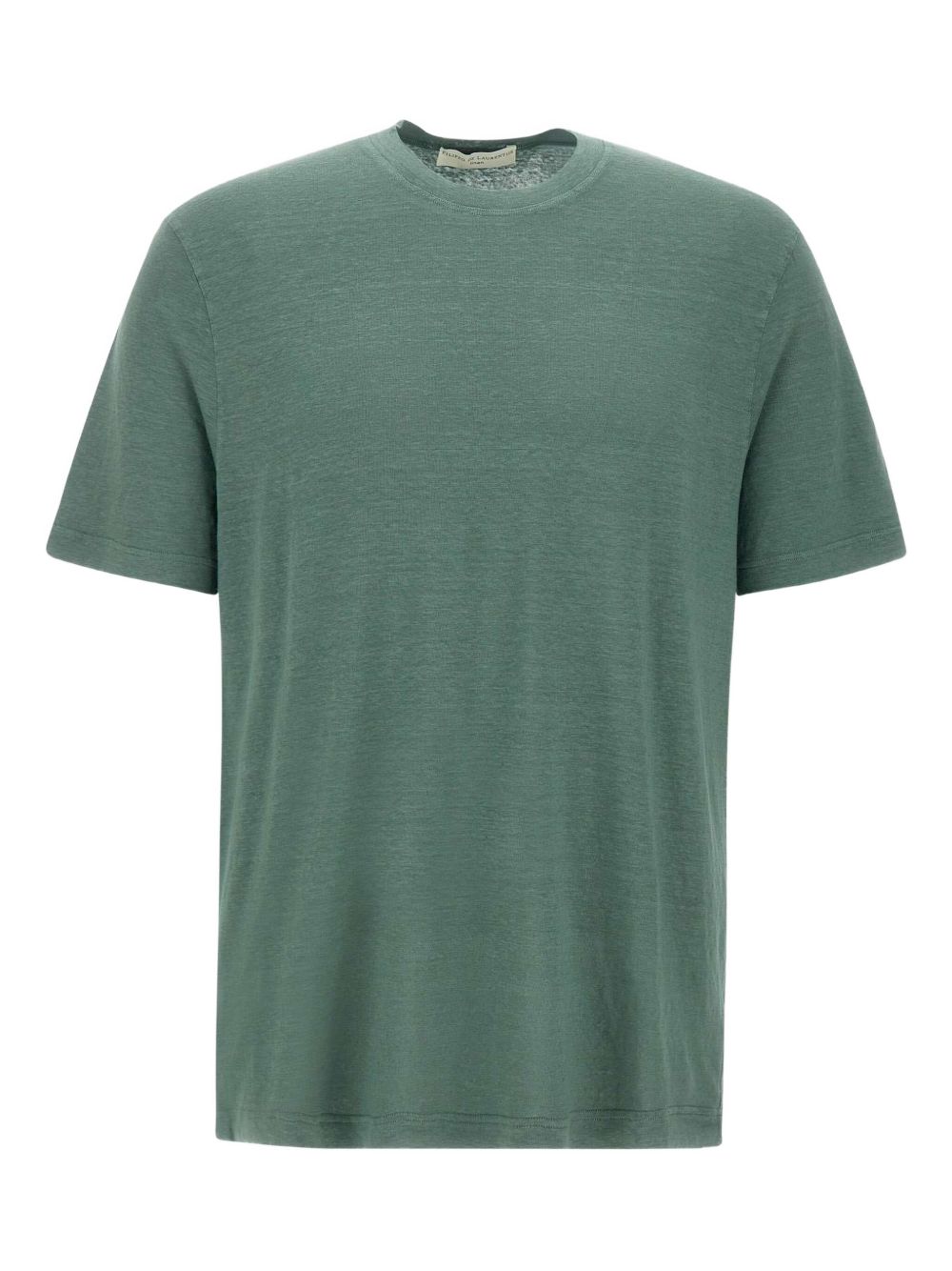 Crew-neck linen-blend t-shirt - Green