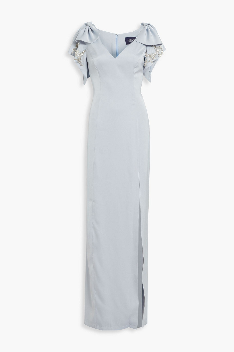 Embellished satin-crepe gown