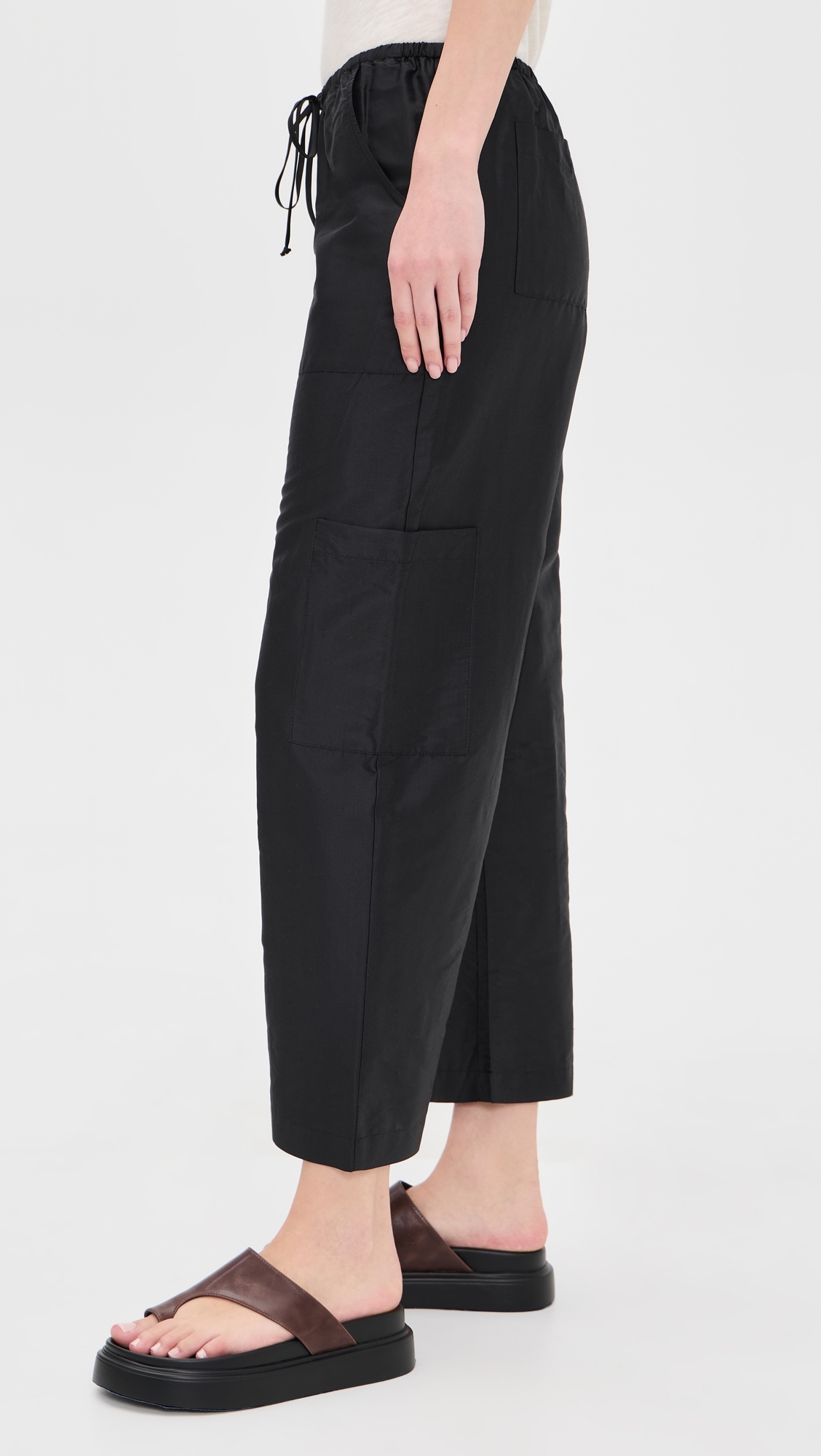 The Silk Taffeta Drawstring Cargo Pants Jet