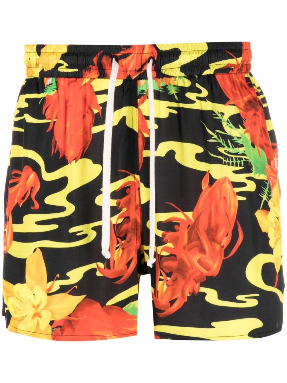 Floral-print deck shorts - Black