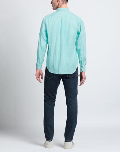 Man Shirt Turquoise Size L Linen
