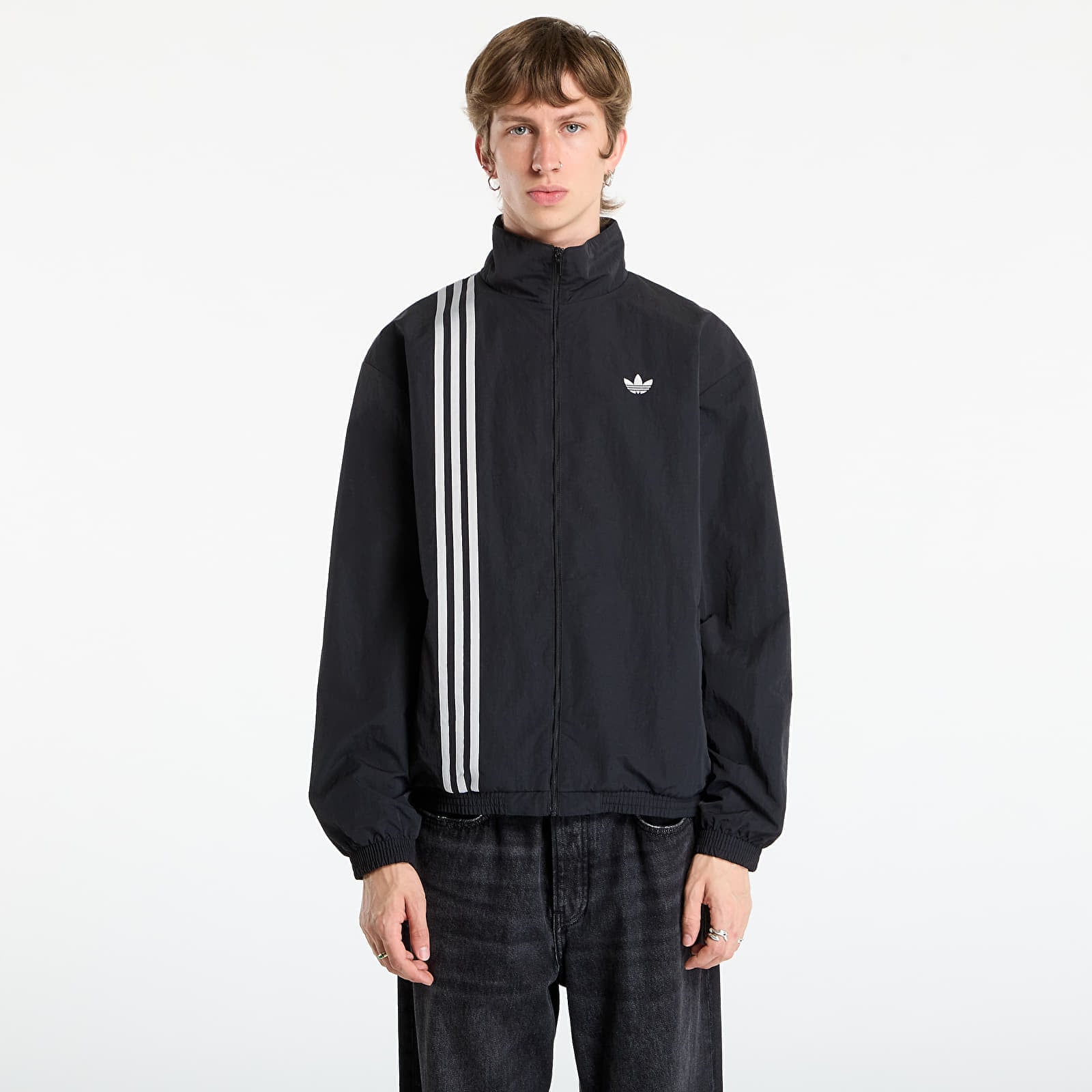 Jacket adidas Firebird Front Stripes Woven Track Top Black/ Stone Khaki/ Better Scarlet
