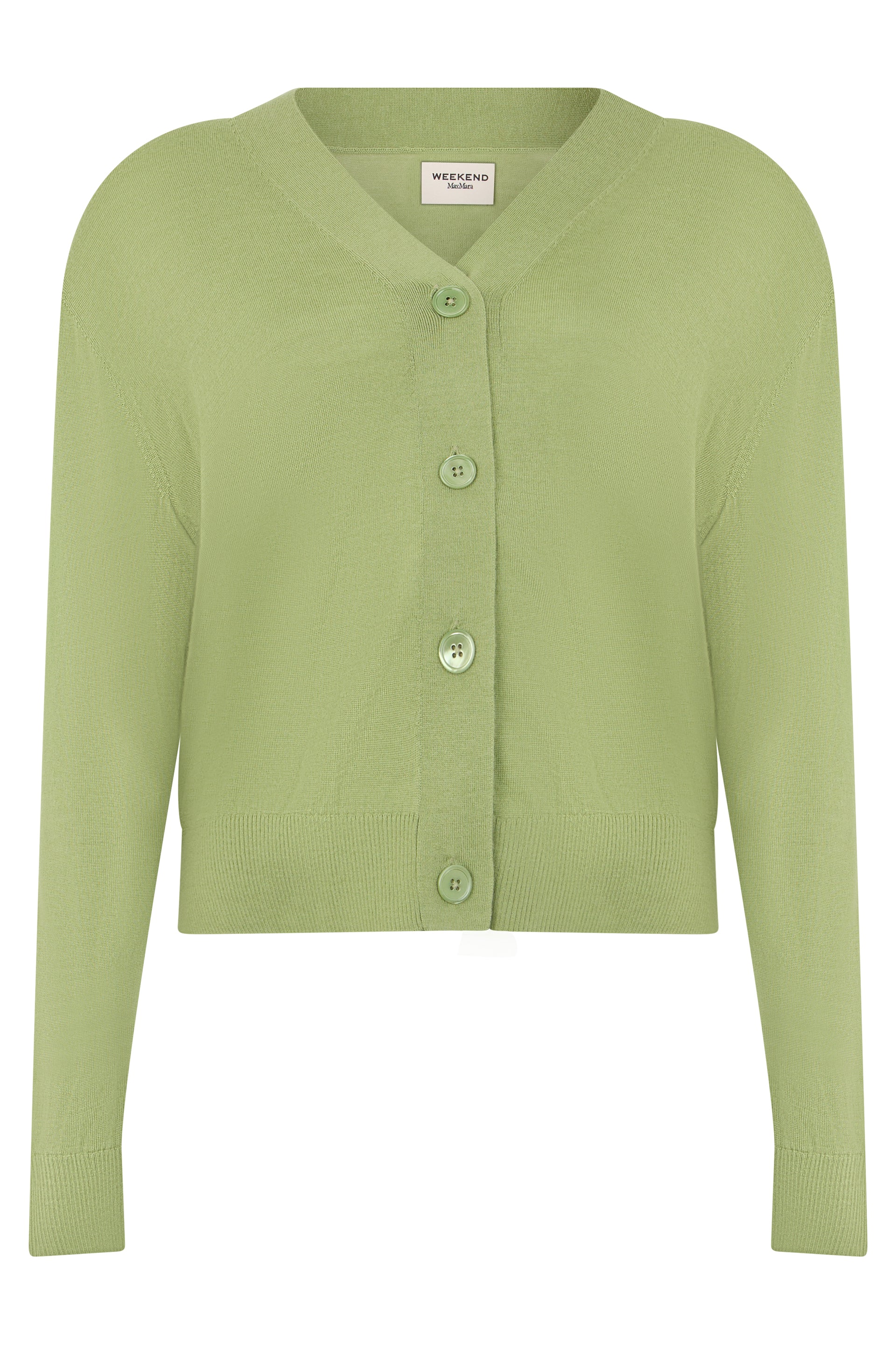 Cropped Wool-Blend Cardigan — Green