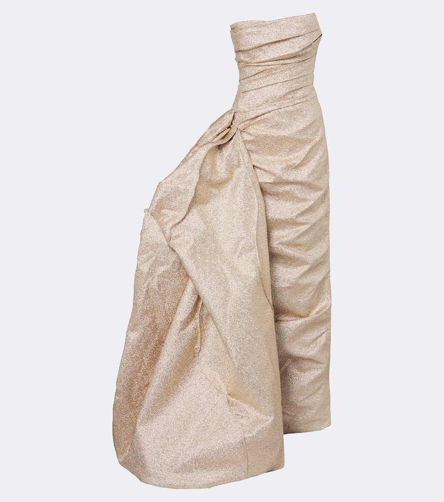 Gathered lamé corset gown