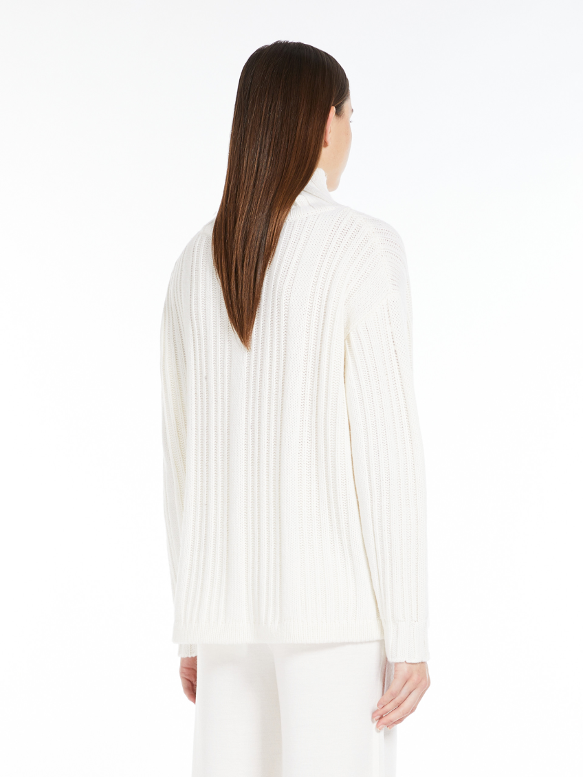 White Vitalba Wool Polo-neck Jumper