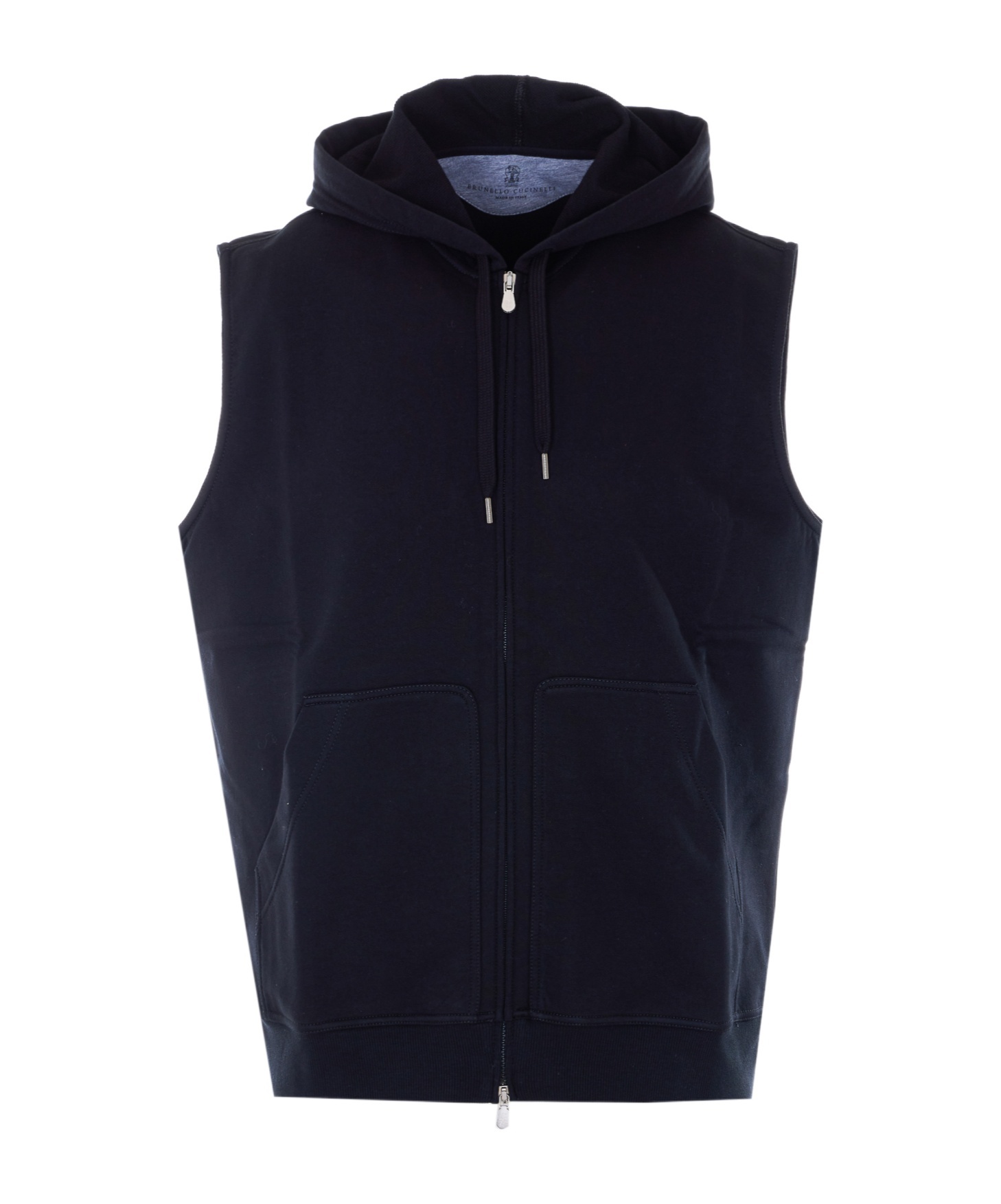 Zip-Up Sleeveless Drawstring Hoodie