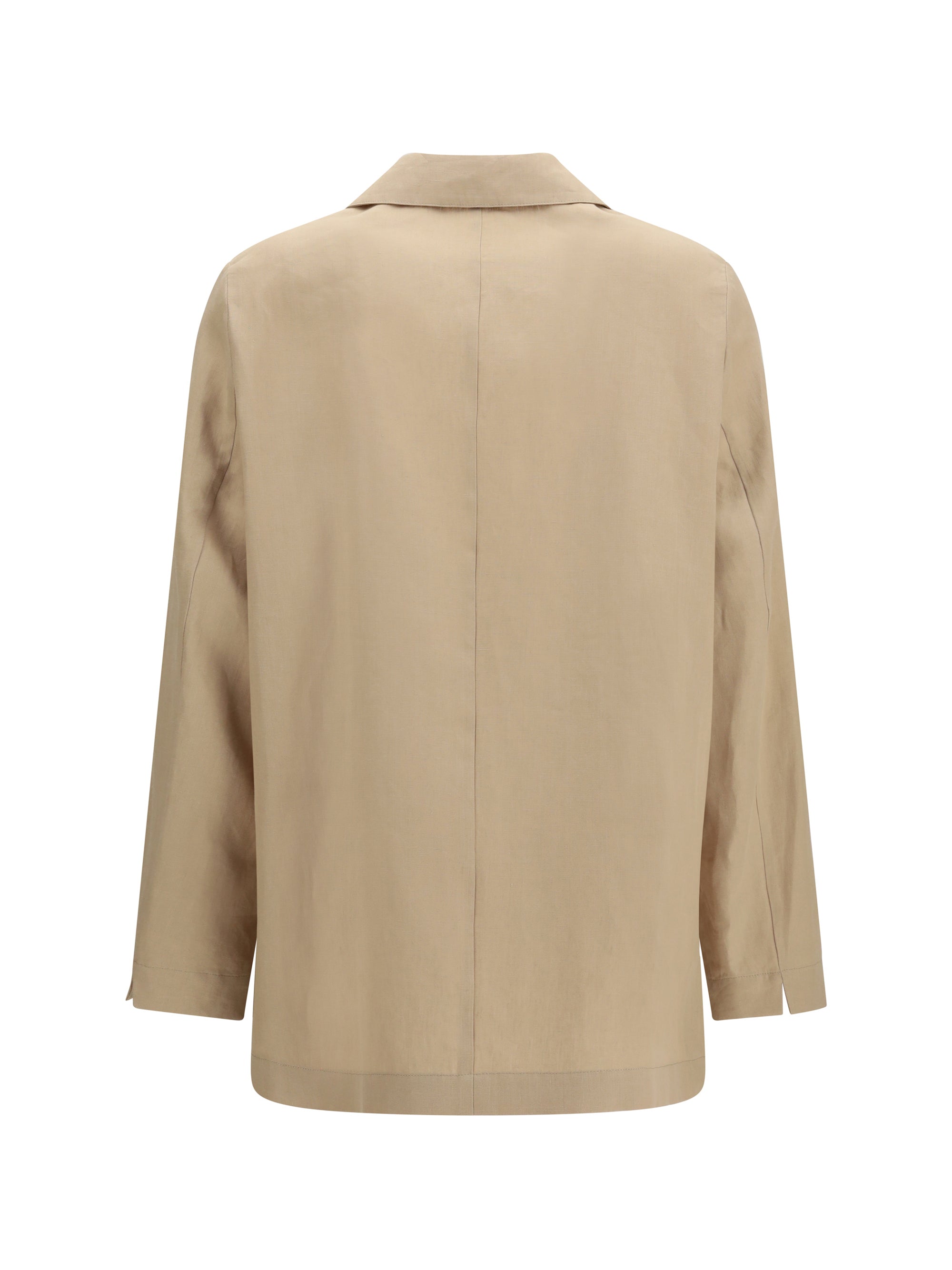 Wool-Cotton Blend Blazer — Beige