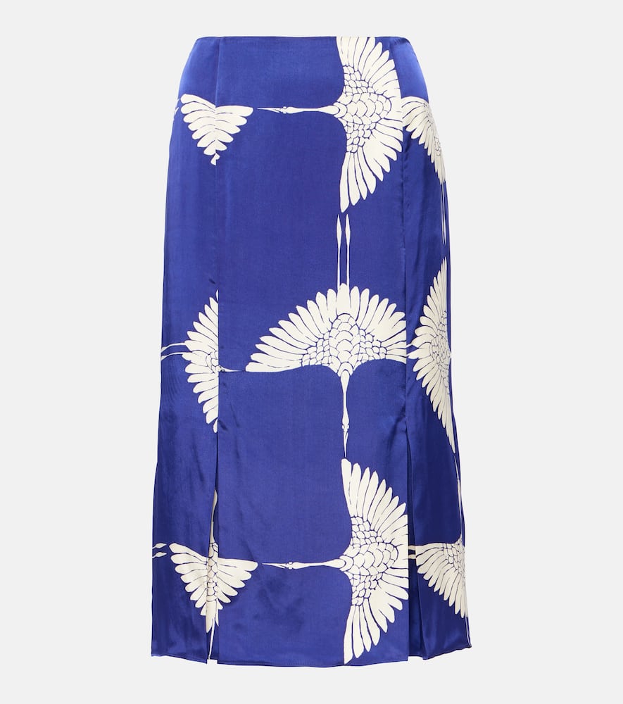 Levy printed twill midi skirt
