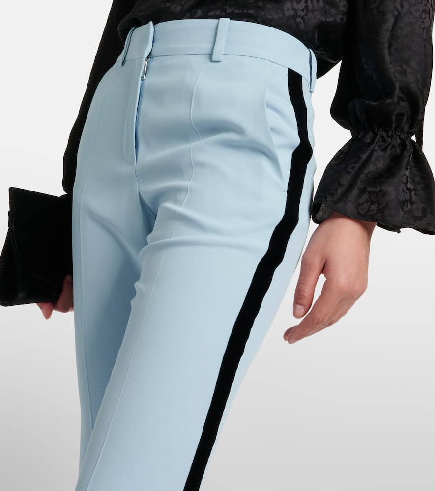 Velvet-trimmed cady flared pants