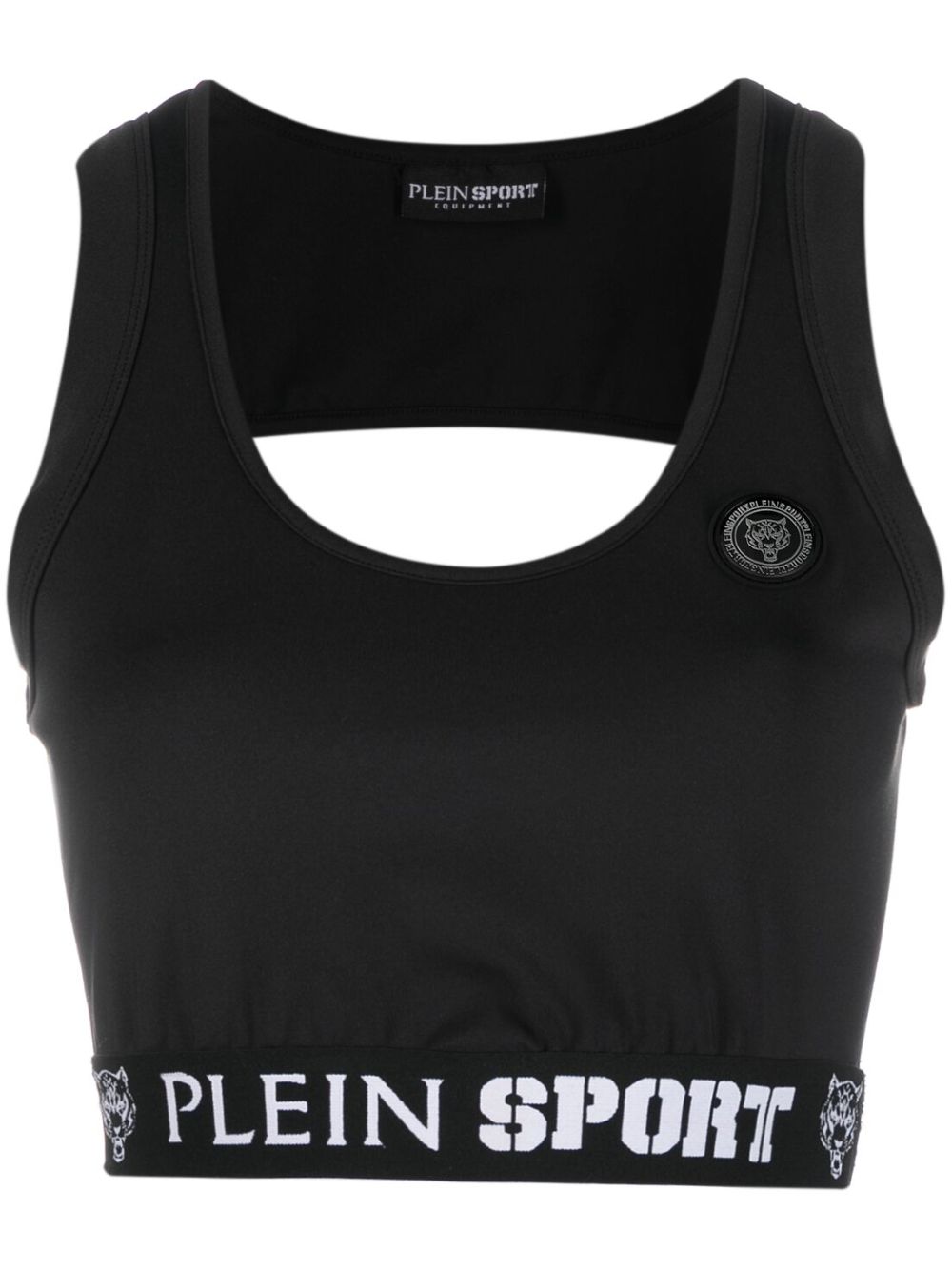 Logo-plaque cotton tank top - Black