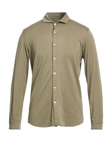 Man Shirt Military green Size M Cotton, Elastane