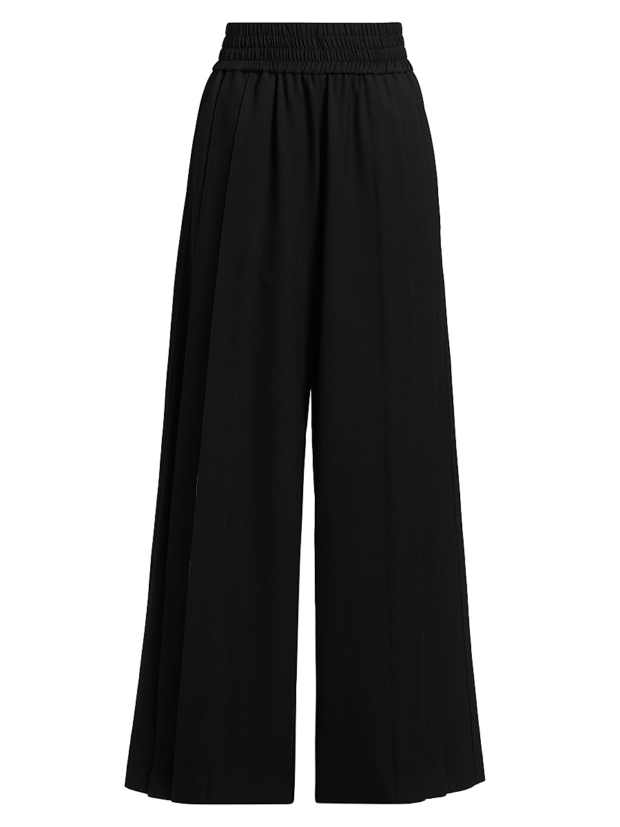 Women's Just A Pinch Contrast-Stripe Darliston Wool Pants - Black White