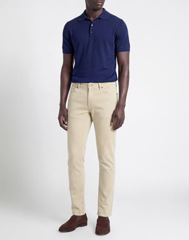 Man Jeans Beige Size 32 Cotton, Elastane