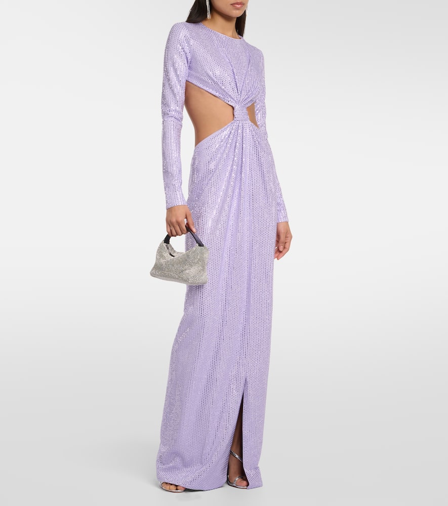 Area Crystal-embellished cutout jersey gown