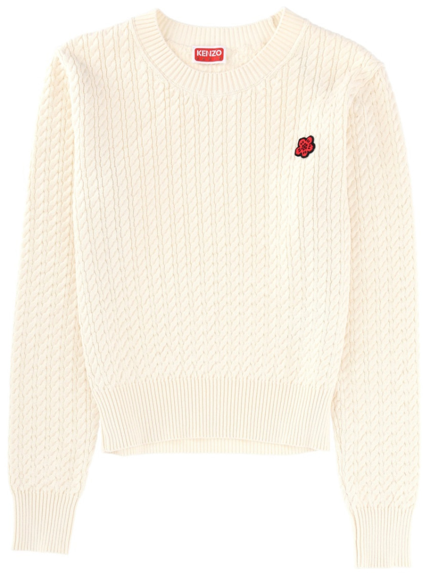 Kenzo - cable knit crew neck sweater ribbed tri