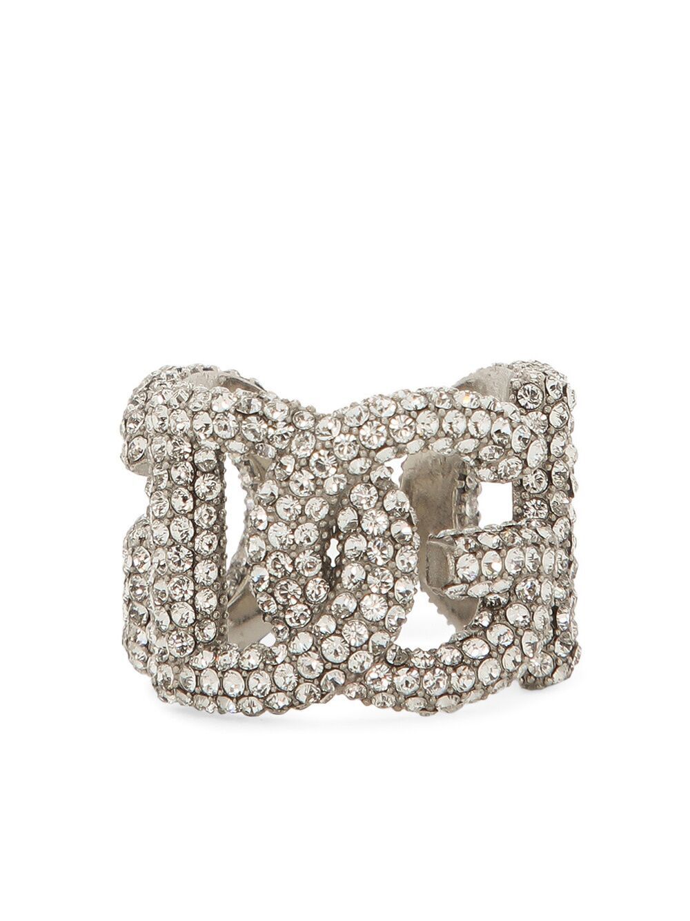 DG logo crystal-embellished ring - Silver