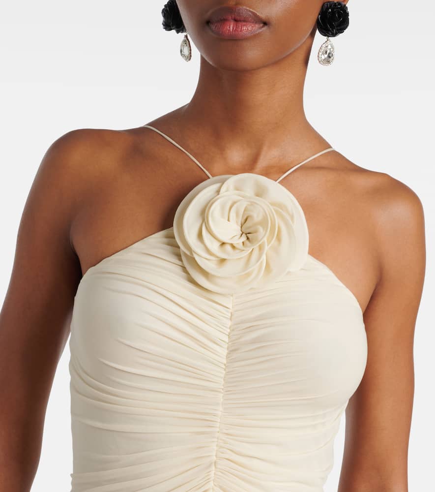 Ruched halterneck midi dress