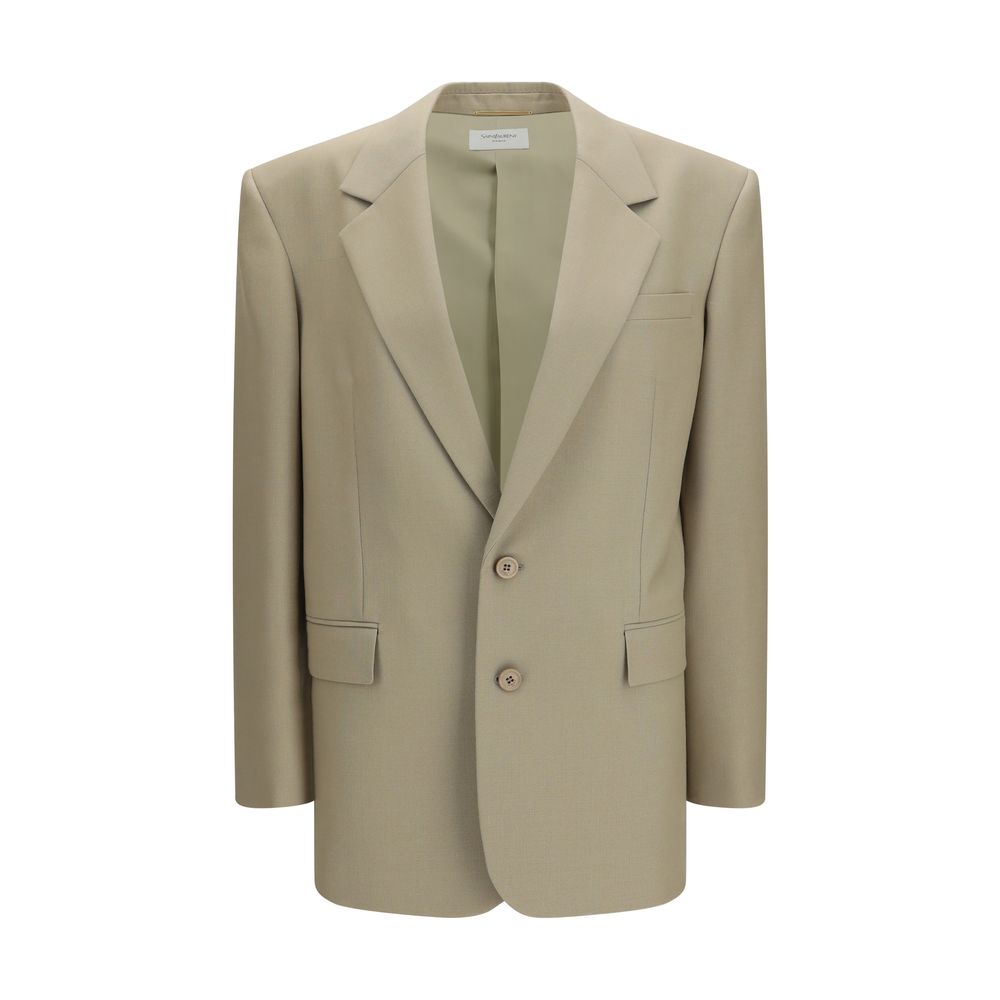 Wool and Silk Blazer — Beige