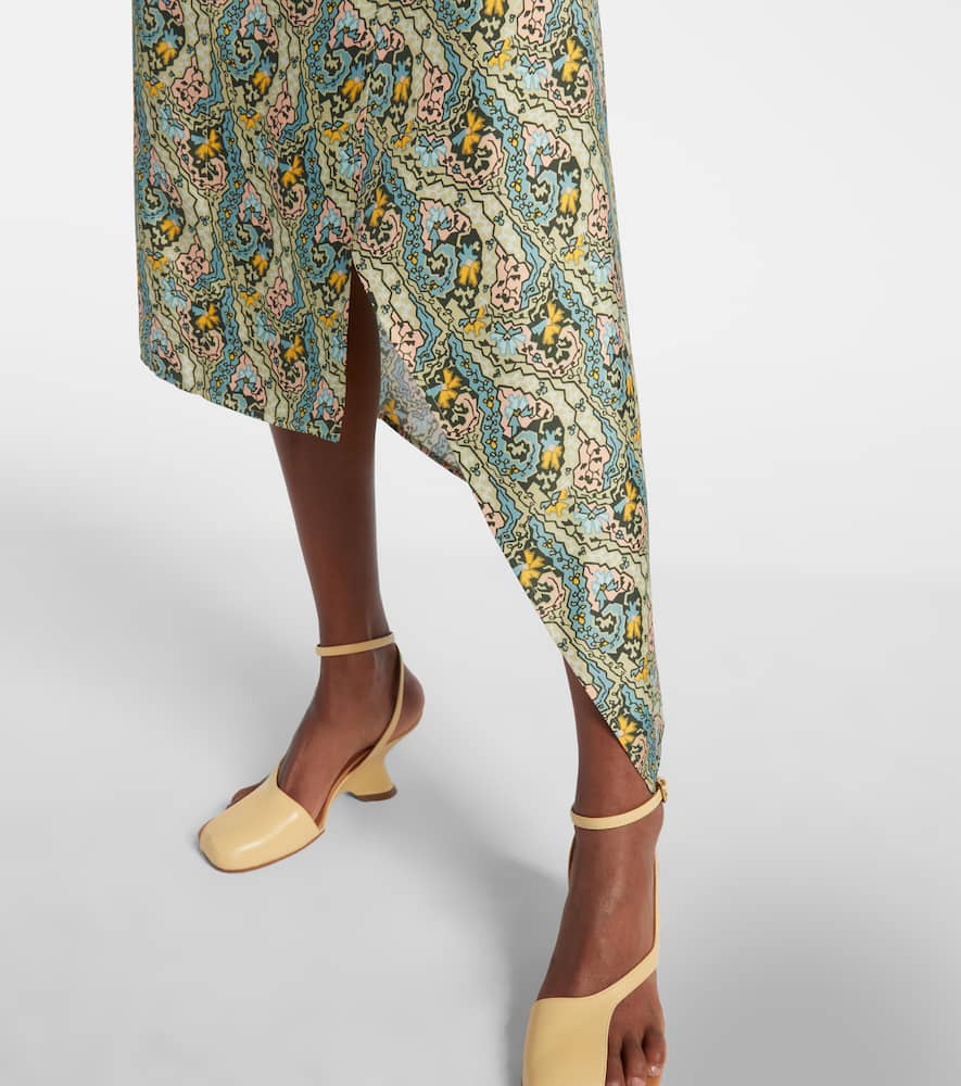 Paisley silk satin wrap dress