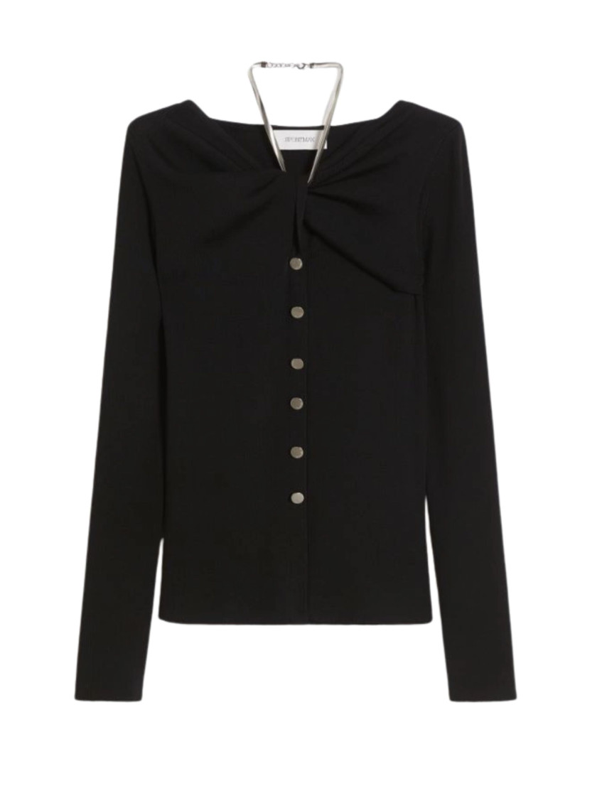 Black Boat Neck Cardigan