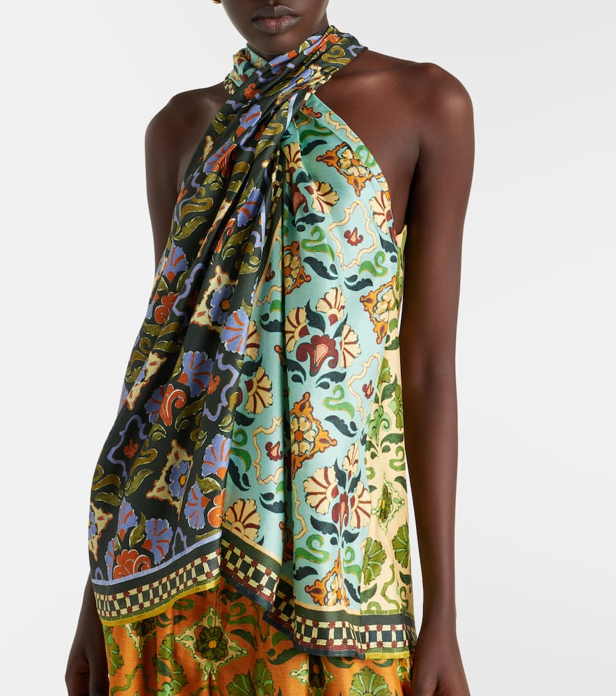 Alémais Cece floral silk halterneck top