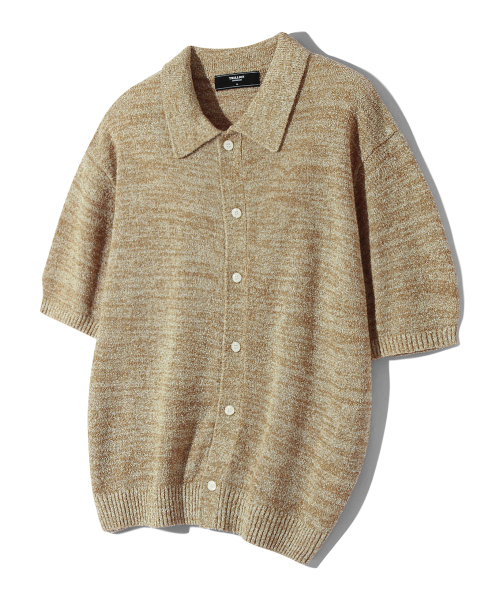 Washable boucle collar short-sleeve knit 9 colors