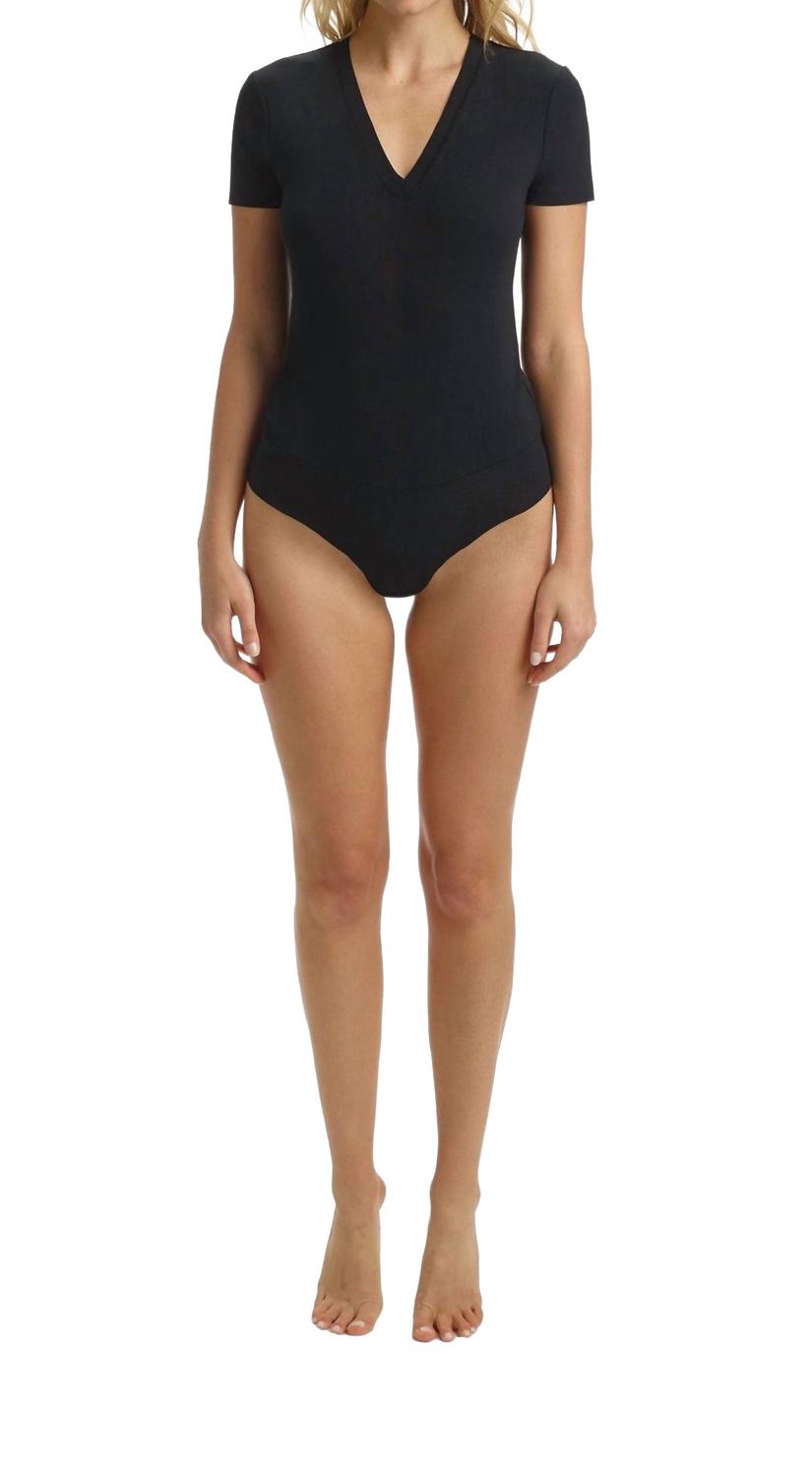 Essential Cotton Bodysuit Tee In Black