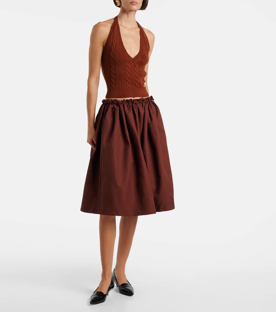 Cable-knit halterneck wool top