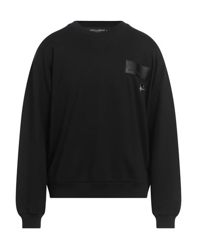 Man Sweatshirt Black Size 40 Cotton, Elastane