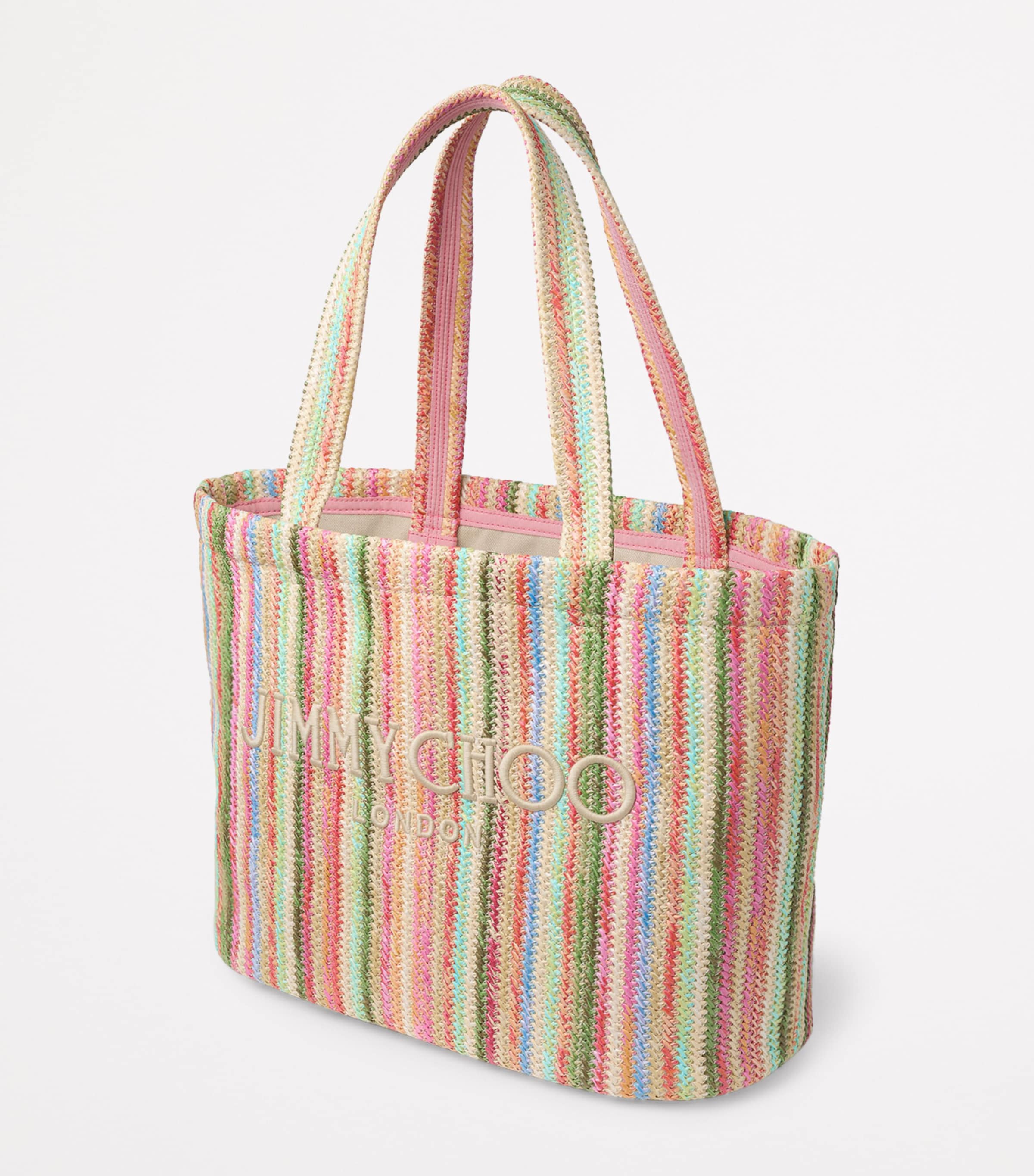 Raffia Striped Beach Tote Bag