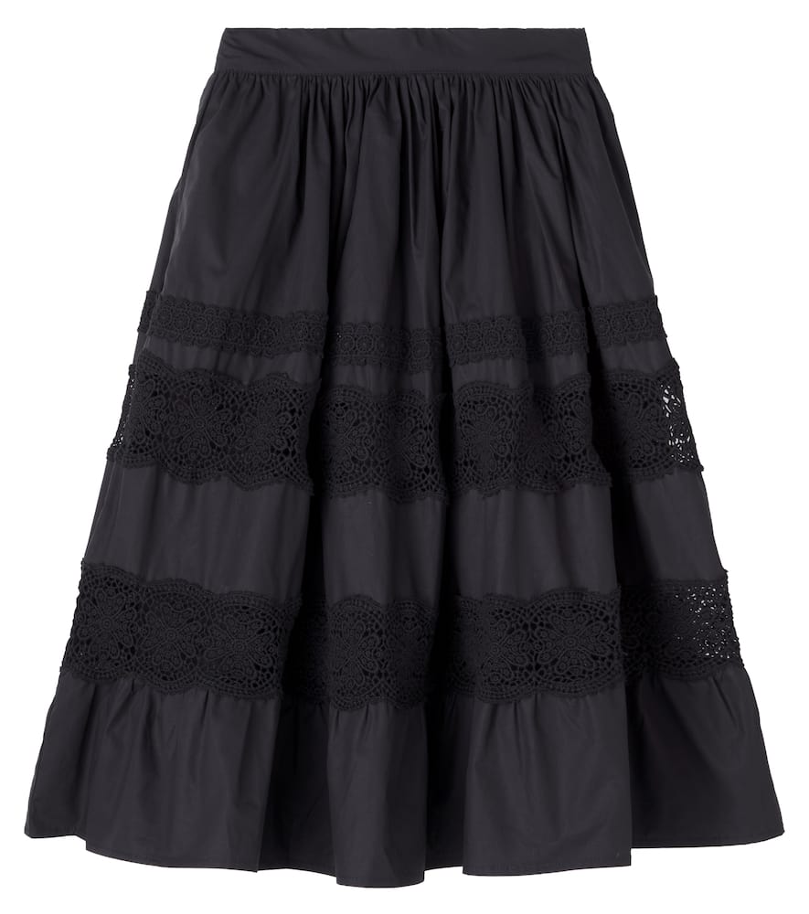 Lace-trimmed cotton skirt