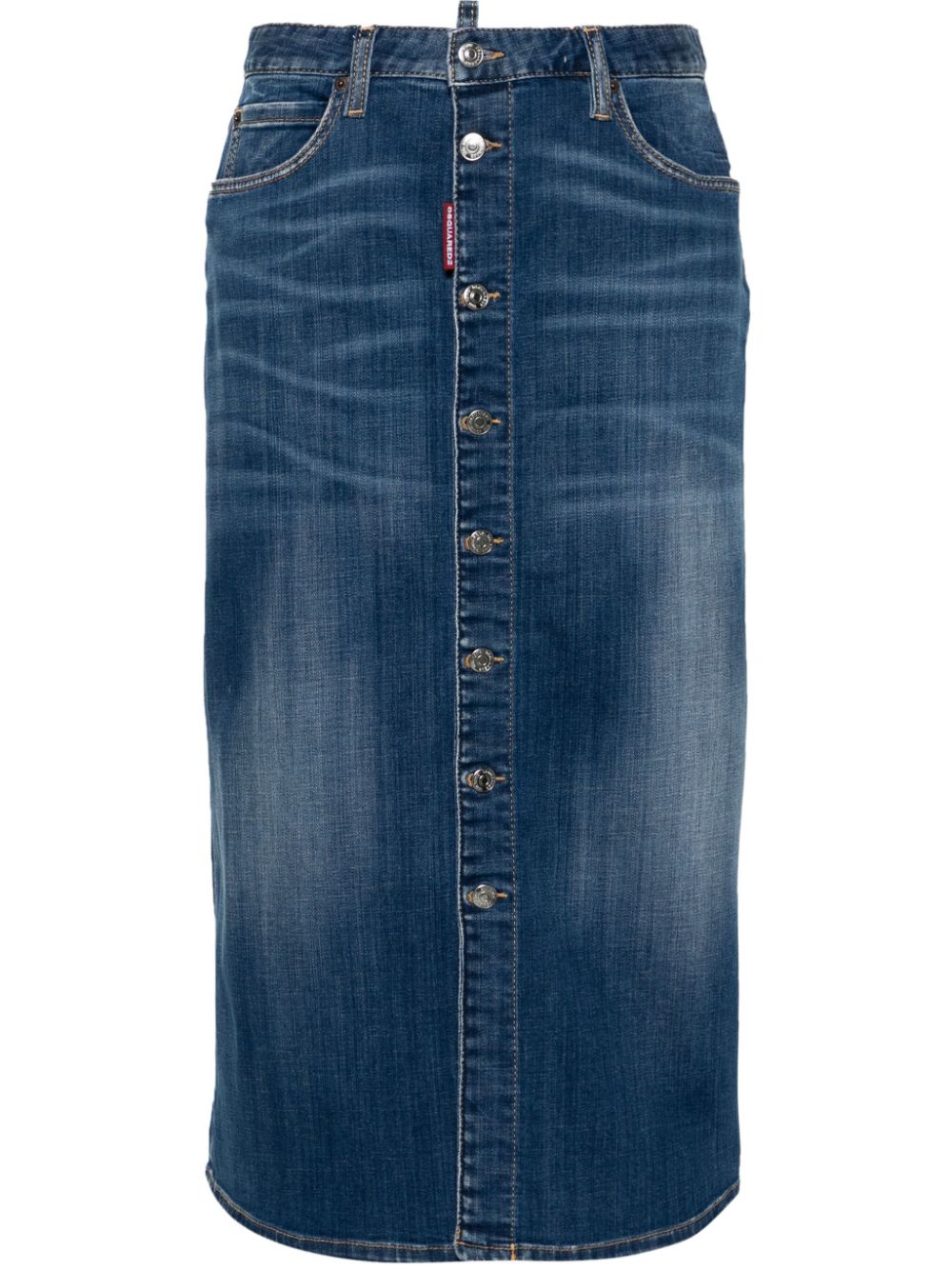 Med-length denim skirt - Black