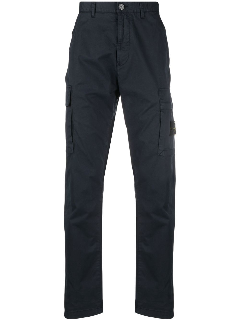 Logo-patch straight-leg trousers - Blue