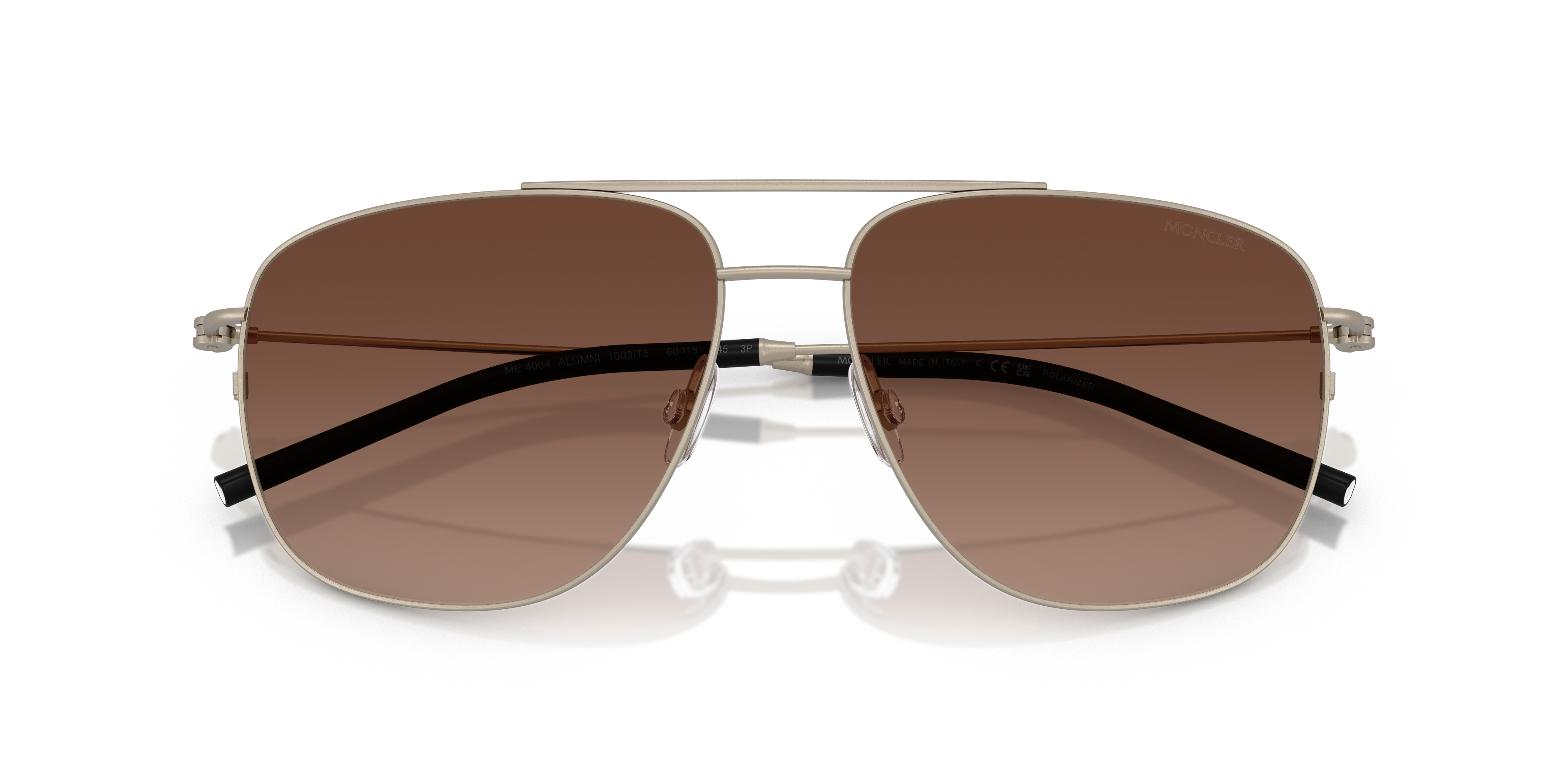 Moncler Unisex Moncler ME4004 ALUMNI 1003T5 Sunglasses Steel Bronze Brown Pilot Polarized