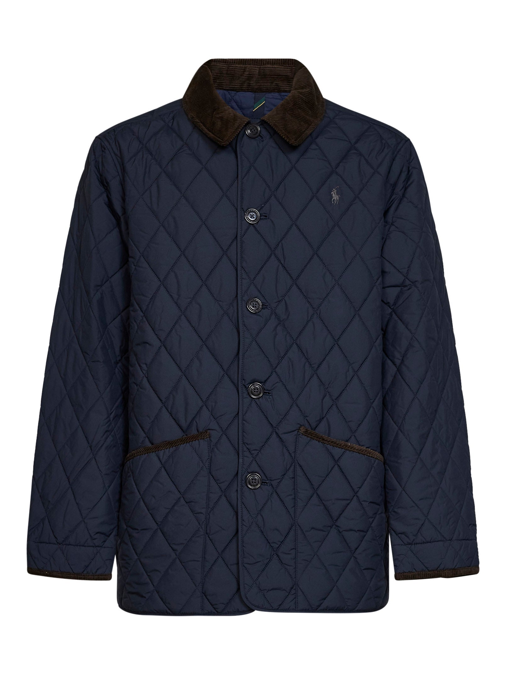 Diamond-Quilted Recycled Polyester Jacket — Navy