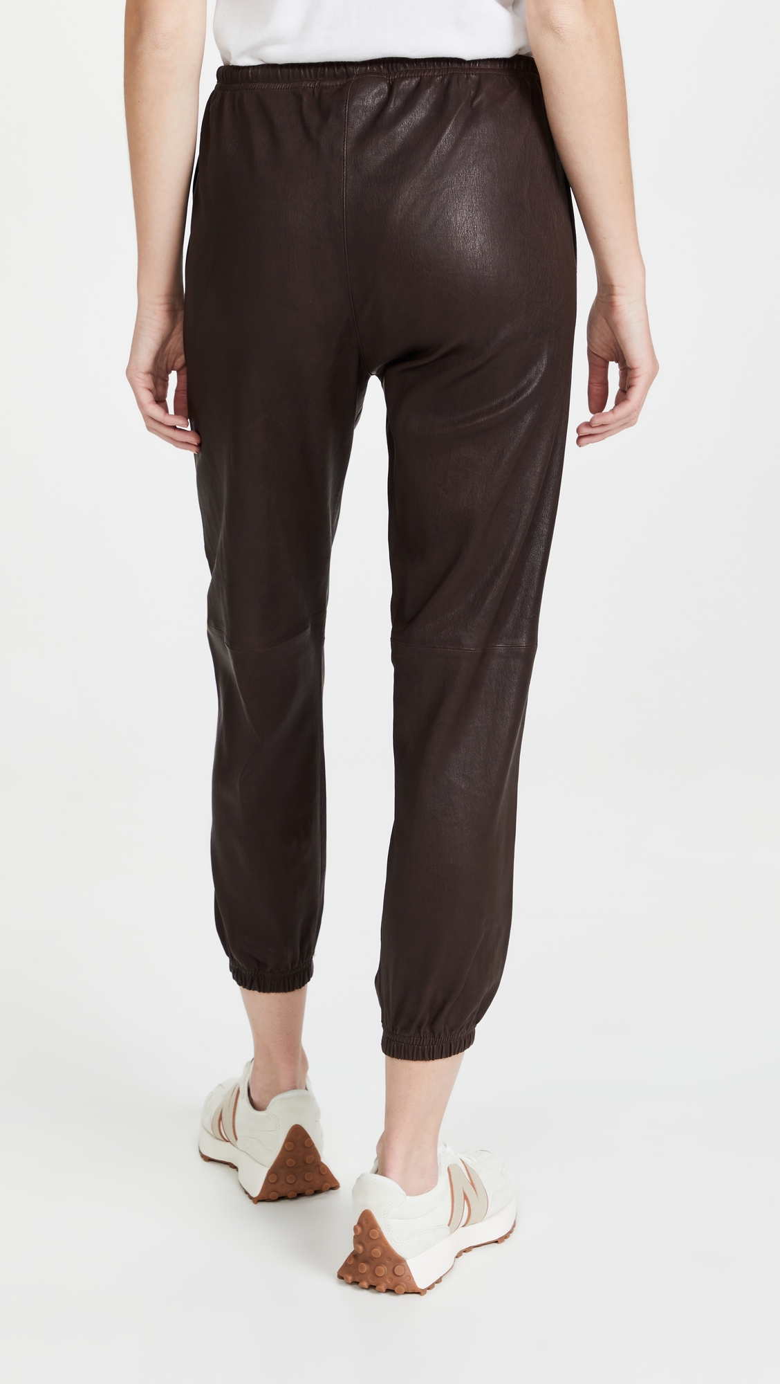Leather Drawstring Joggers Dark Chocolate