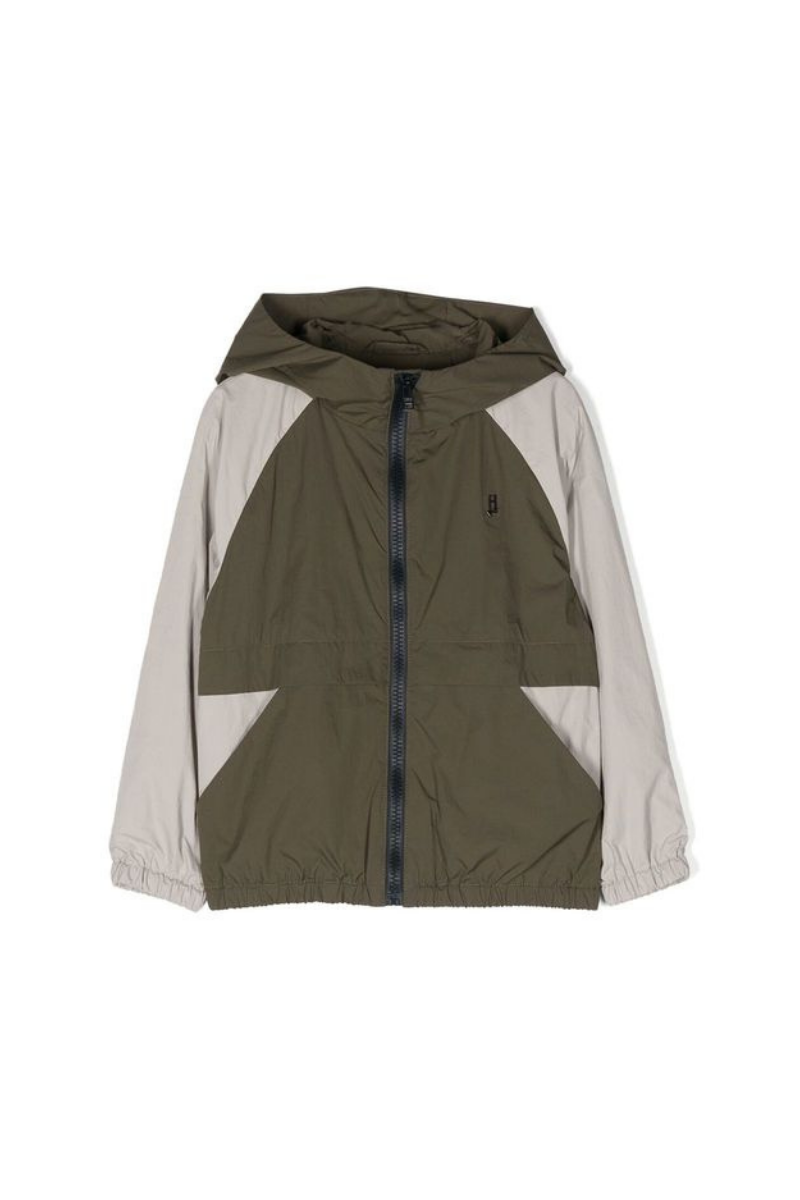 Color-block Nylon Jacket — Green