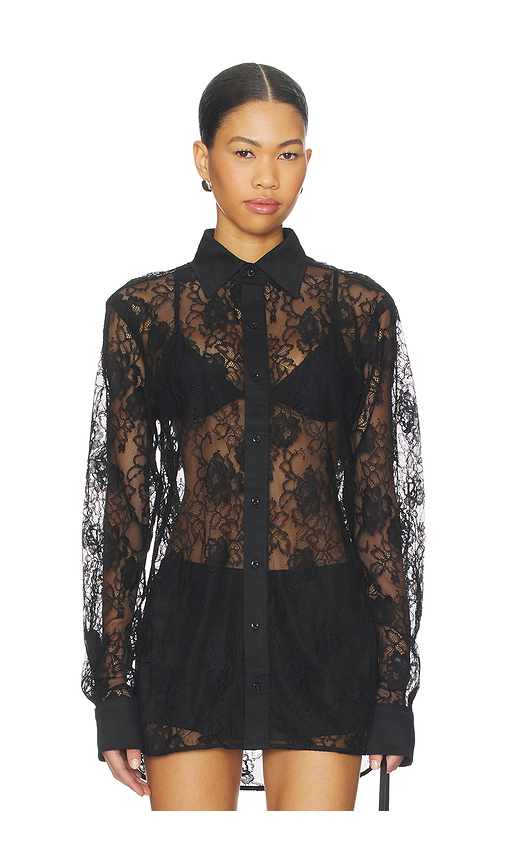 Fleur du mal Juliet Lace Unisex Button Up Shirt in Ivory - Ivory. XS also in
